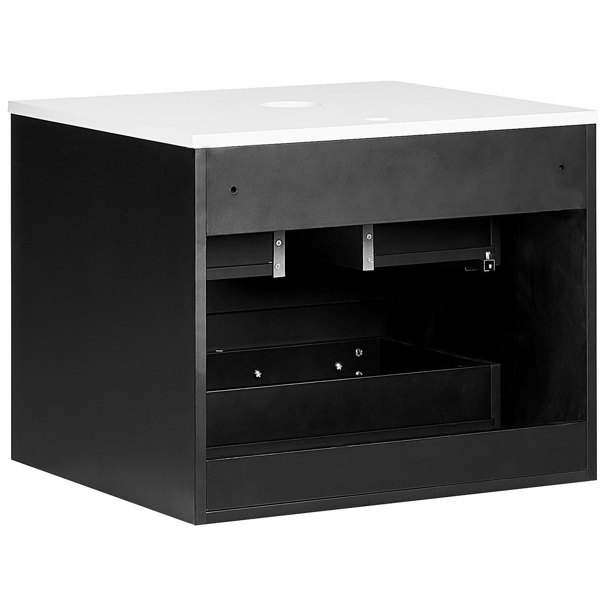 WASCHBECKENUNTERSCHRANK wandmontiertk 60 cm Schwarz Quintela - Schwarz, Holzwerkstoff (60/48/52cm) - Beliani