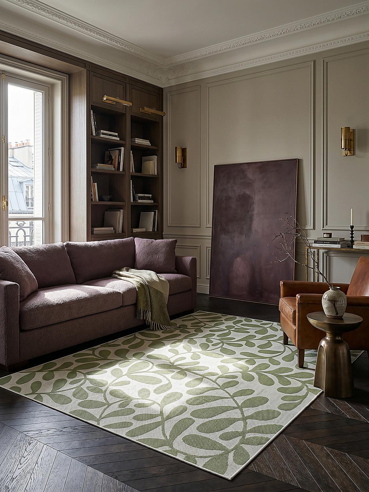 FLACHWEBTEPPICH Floral BORNO Polypropylen Grün 120 x 170 cm - Grün, Textil (120/170cm) - KADIMA DESIGN