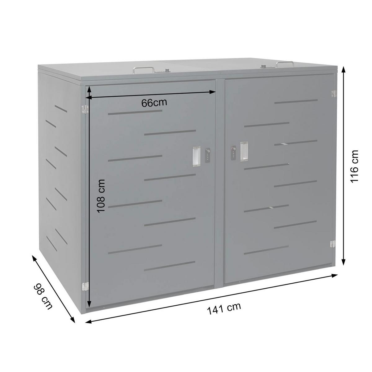 2ER-/4ER-MÜLLTONNENVERKLEIDUNG Silber - Silberfarben, Metall (141/116/98cm) - MCW