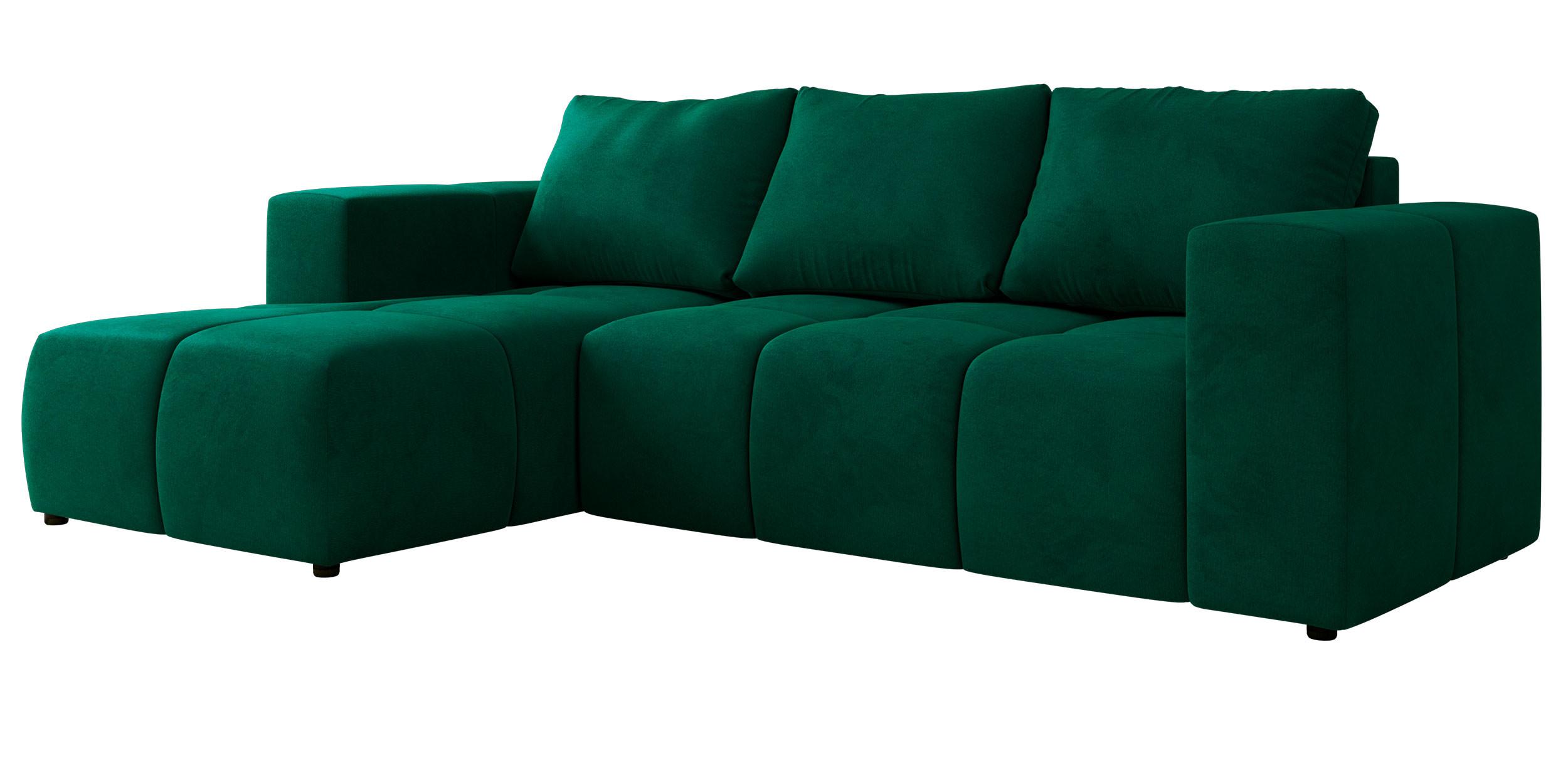 ECKSOFA MONIVA Dunkelgrün Velvet - Links - Dunkelgrün/Schwarz, Kunststoff/Textil (164/266cm) - MKS