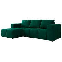 ECKSOFA MONIVA Dunkelgrün Velvet - Links - Dunkelgrün/Schwarz, Kunststoff/Textil (164/266cm) - MKS