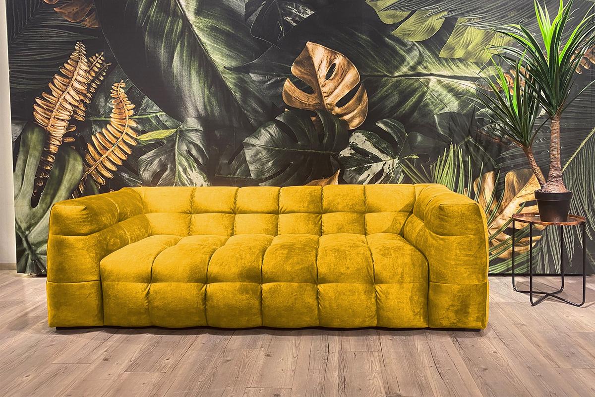 SOFA RIO Gelb Webstoff - Gelb/Schwarz, Textil (282/68/105cm) - KAWOLA