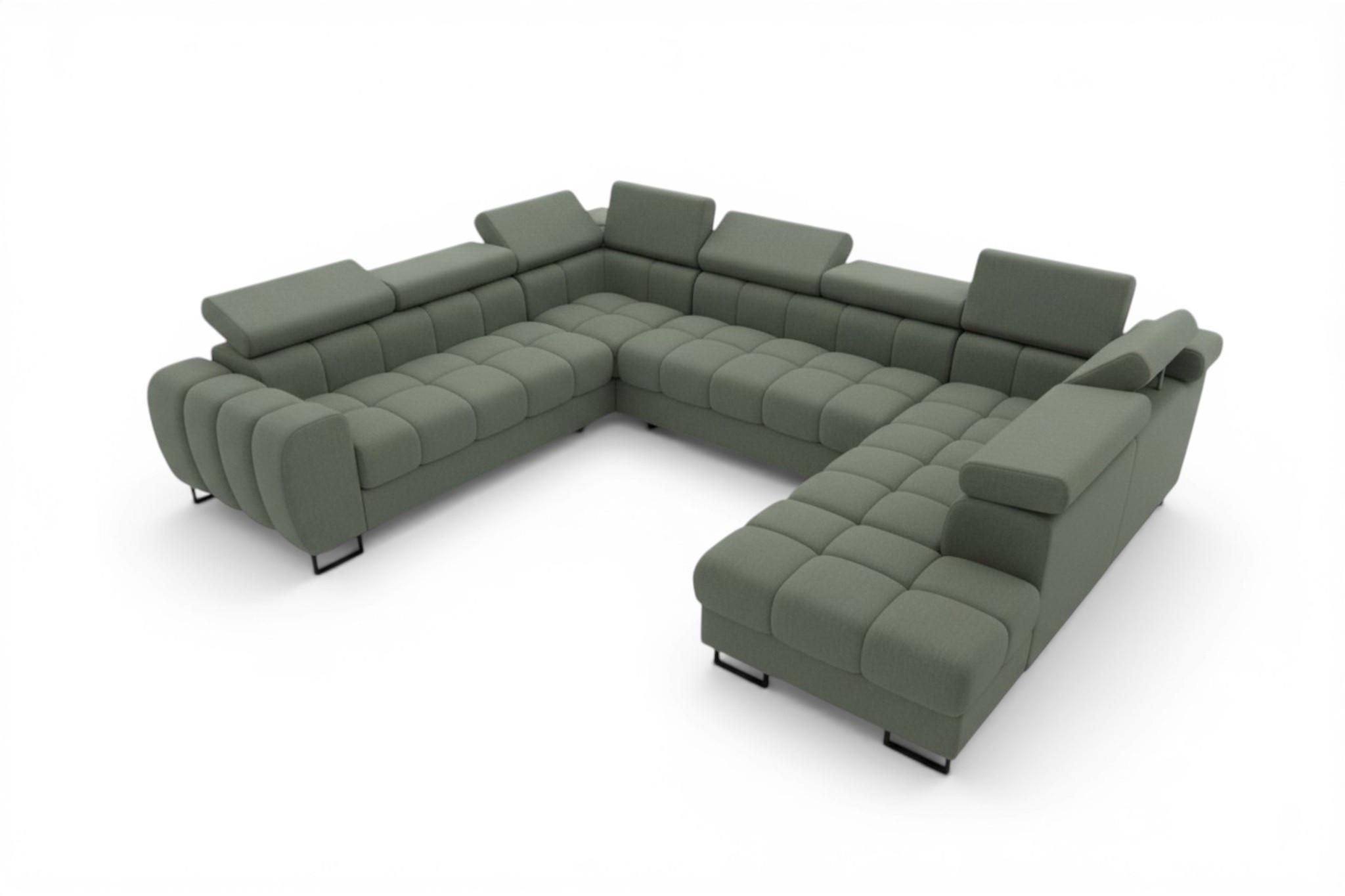 WOHNLANDSCHAFT Bastien Xl - Dunkelgrün, Holzwerkstoff/Textil (350/95/265cm) - Fun Möbel