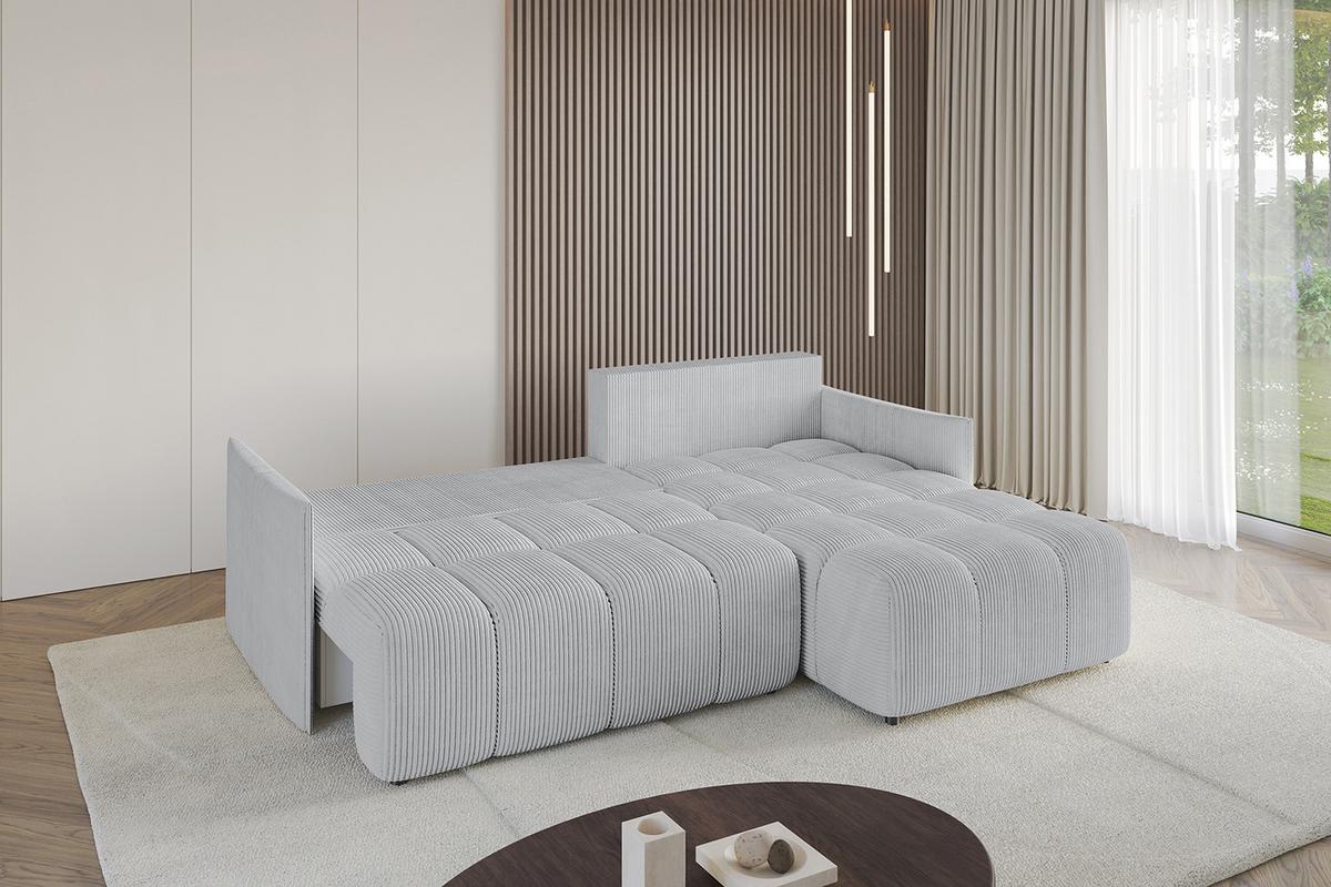 ECKSOFA Ottomane rechts LONLI-L 251x189x68 Grau Cord - Grau, Holzwerkstoff/Kunststoff (189/251cm) - ALTDECOR