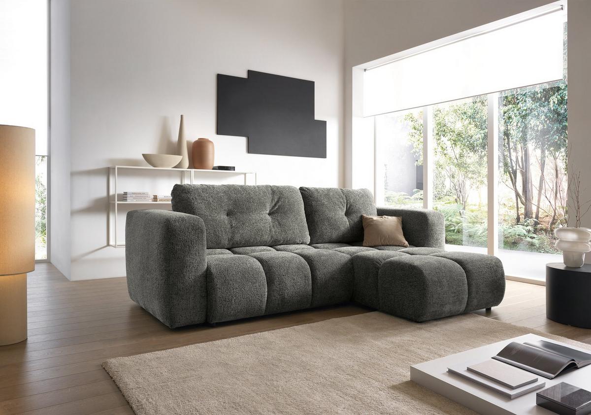 ECKSOFA ARTE 02 Grau Chenille mit Schlaffunktion - Grau, Holz (273/176cm) - MASSENO