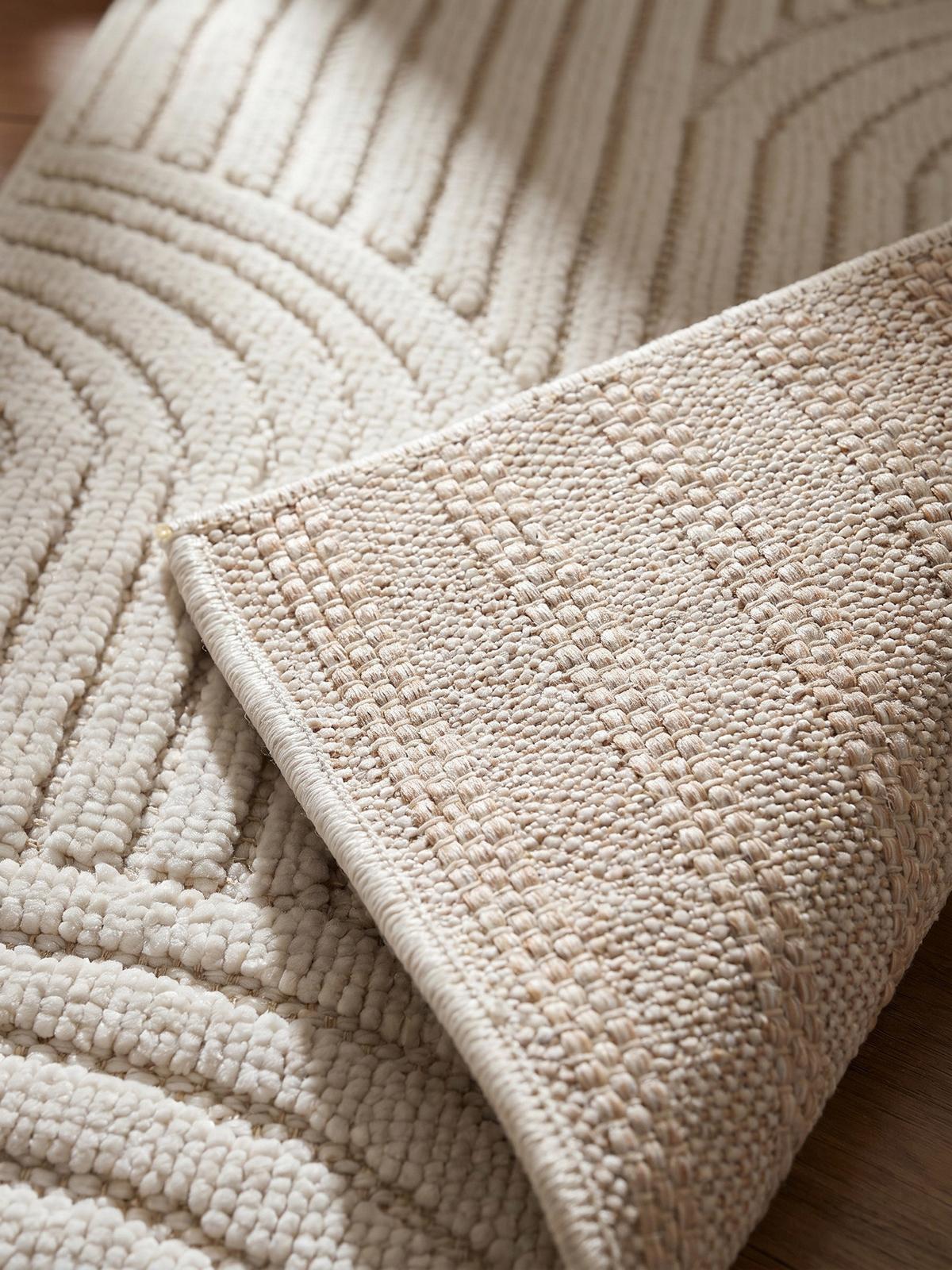 TEPPICH Flachgewebe LANGAU in Creme, mit geometrischen Bögen, 200 x 290 cm - Beige, Textil (290/200cm) - KADIMA DESIGN
