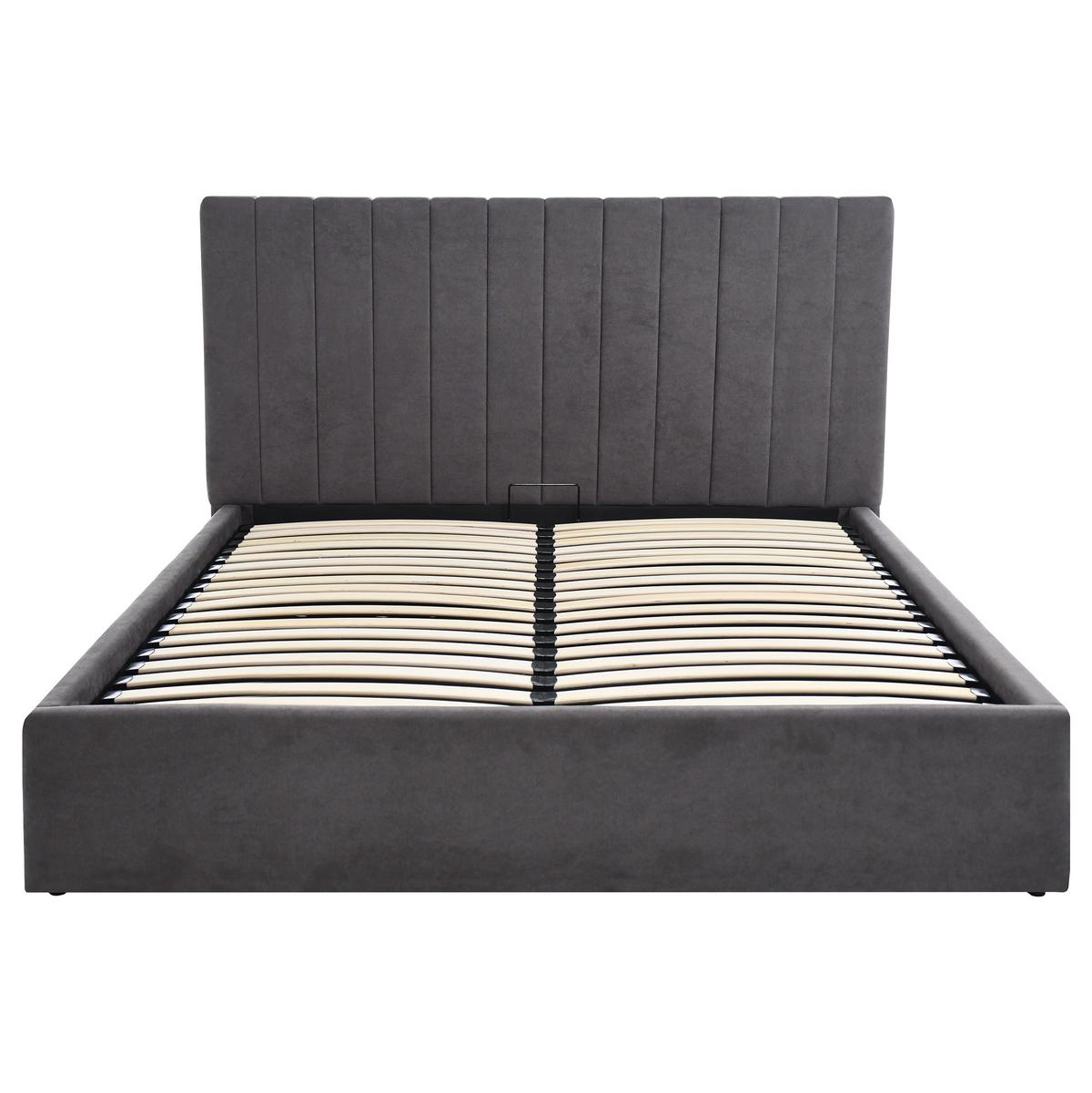 POLSTERBETT Melvio Doppelbett 180x200 cm mit Bettkasten und hohem Steppkopfteil, ohne Matratze, Dunkelgrau - Dunkelgrau, Textil (180/200cm) - Beautysofa