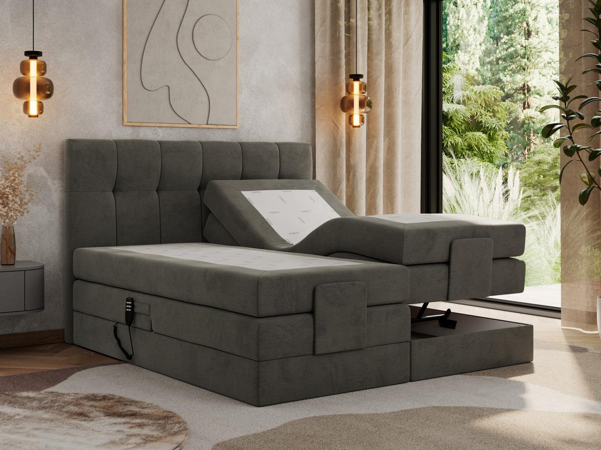 BOXBETT VITTORIA 200/200 - Dunkelgrau Velvet - H3 - Dunkelgrau, Holz/Textil (200/200cm) - MKS