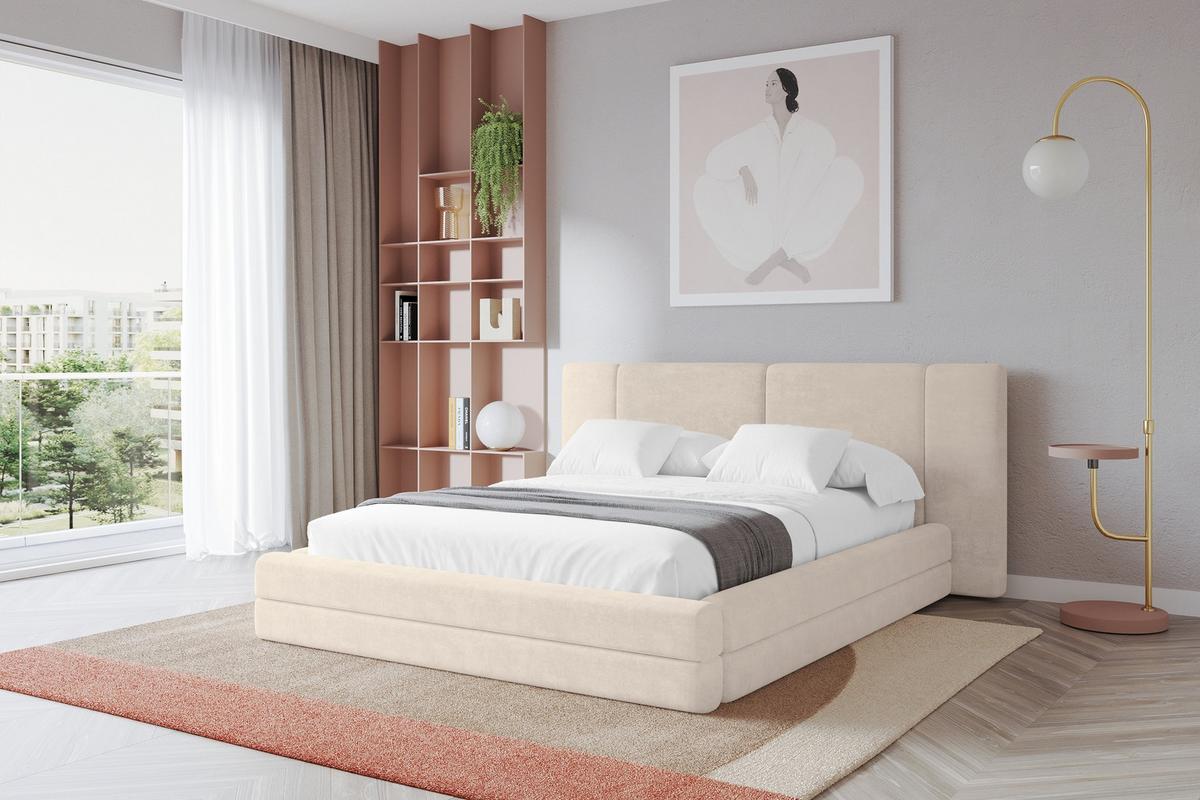 POLSTERBETT mit Bettkasten und Lattenrost, Bett mit Matratze H3/H4 - TEVO 140x200 Beige - Beige, Holzwerkstoff/Textil (140/200cm) - ALTDECOR