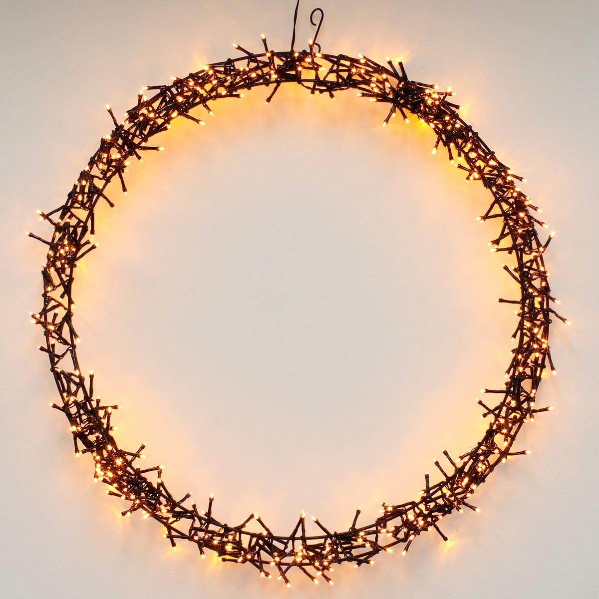 LED LICHTERKRANZ Ø58 cm 500 LEDs Warmweiß - Schwarz, Metall (58/6.5/58cm) - ECD-Germany