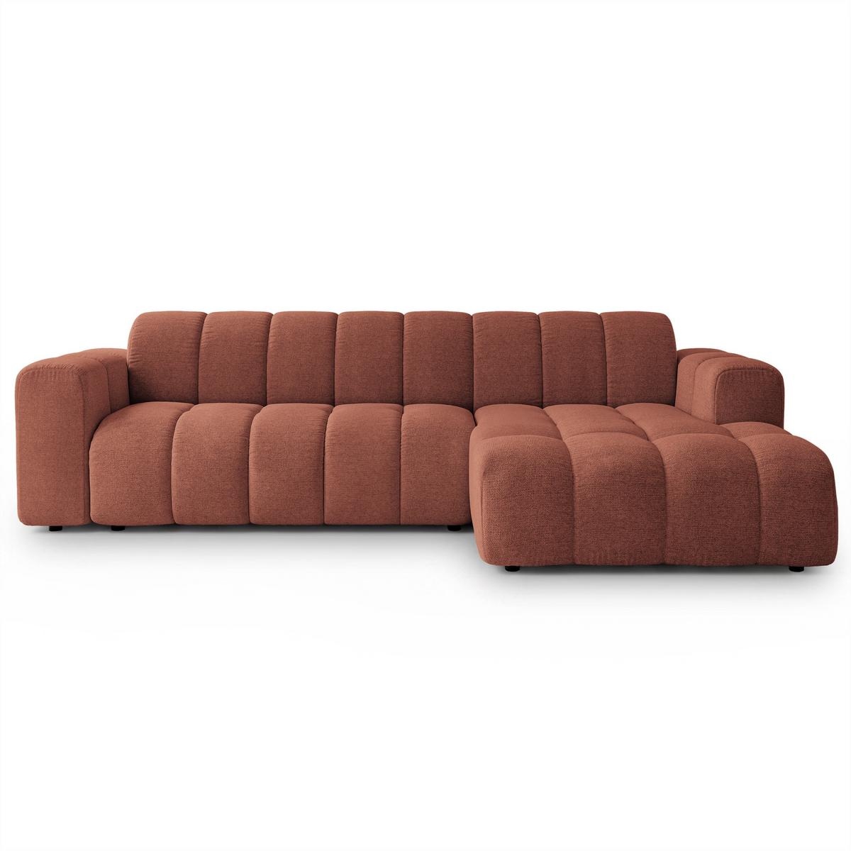 ECKSOFA SETIA Orange Strukturstoff mit Schlaffunktion - Orange, Holz (304/165cm) - MASSENO