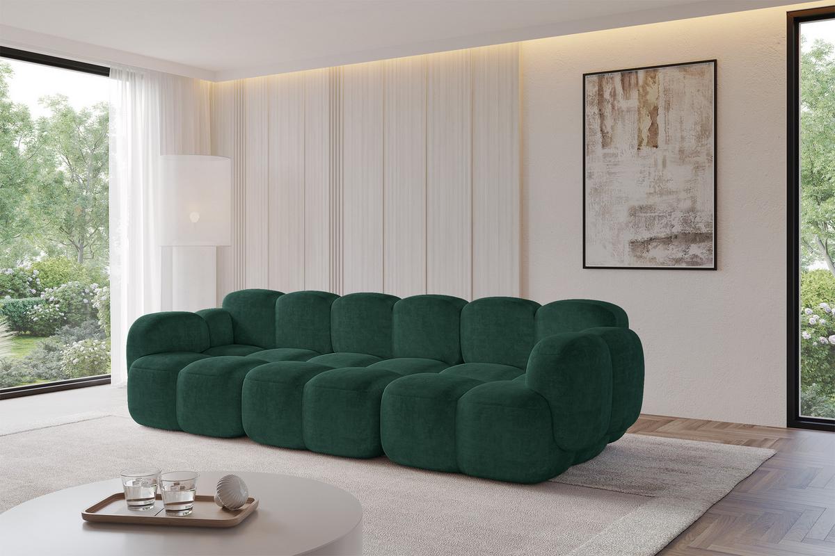 3-SITZER modulares Sofa Miko-S2 300x118x75 cm Grün Velours - Schwarz/Grün, Holzwerkstoff/Kunststoff (300/75/118cm) - ALTDECOR
