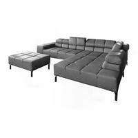 ECKSOFA NELSON Anthrazit Leder - Anthrazit/Schwarz, Leder/Metall (321/216cm) - KAWOLA