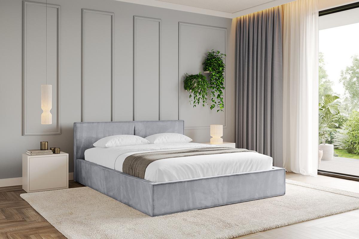 POLSTERBETT mit Bettkasten und Lattenrost, Bett mit Matratze H3/H4 - EMMI-V1 180x200 Hellgrau - Hellgrau, Holzwerkstoff/Textil (180/200cm) - ALTDECOR