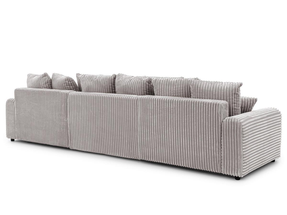 WOHNLANDSCHAFT Calma mit Schlaffunktion und Bettkasten im Bumpy-Design aus weichem Hellgrau Plüschcord - Beige/Hellgrau, Holz/Textil (336/88/140cm) - S-Style