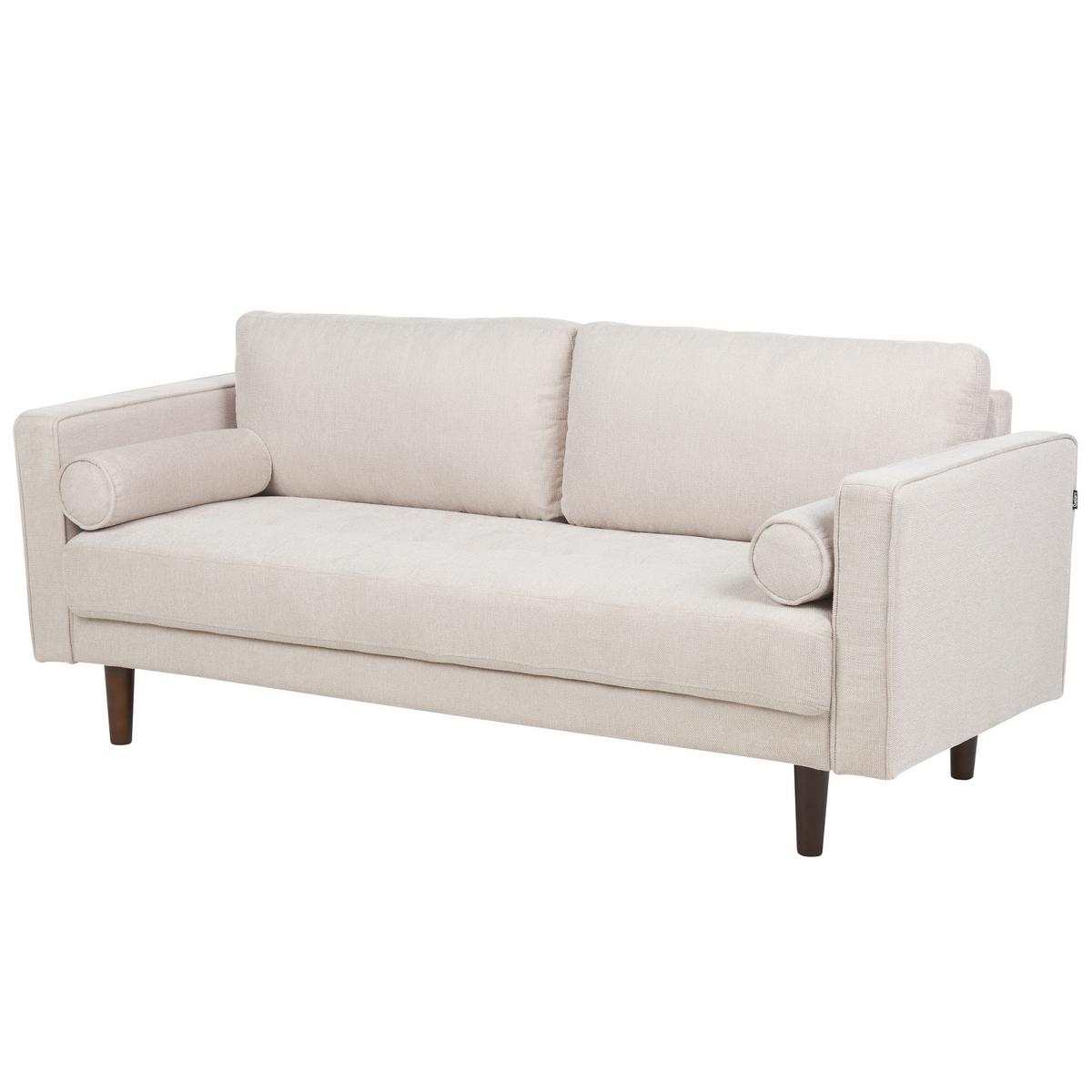 3-SITZER-SOFA hellbeige Nurmo - Dunkelbraun/Beige, Textil (177/78/74cm) - Beliani