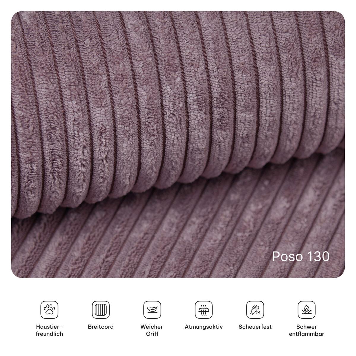 ECKSOFA ANKO modulares Boneless Sofa mit Schlaffunktion Lila Kordstoff - Lila, Textil (270/160cm) - MASSENO