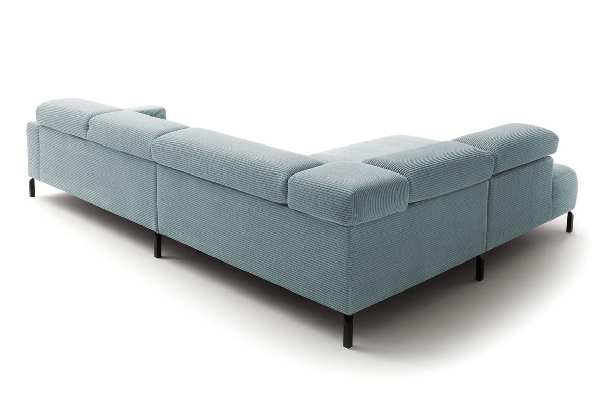 ECKSOFA DELIA Hellblau Cord - Schwarz/Hellblau, Textil/Metall (276/219cm) - KAWOLA