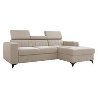 ECKSOFA Milano, Seite: Rechts 2R+LC - Beige/Schwarz, Holz/Textil (236/172cm) - MIRJAN24