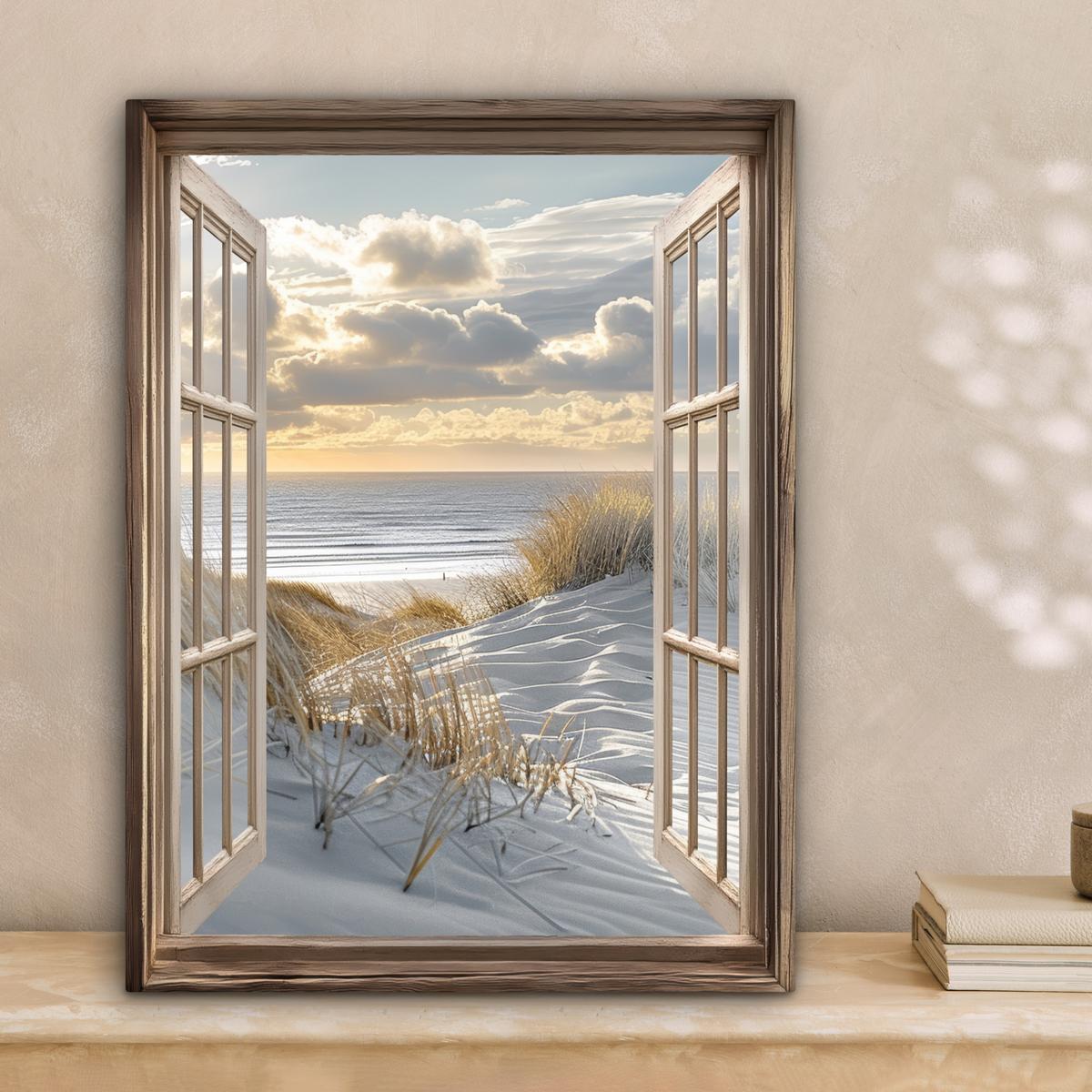 LEINWANDBILD Ausblick - Strand - Dünen - Meer - Natur Room Decor 30x40 cm - Sandfarben, Textil (30/40cm) - MuchoWow