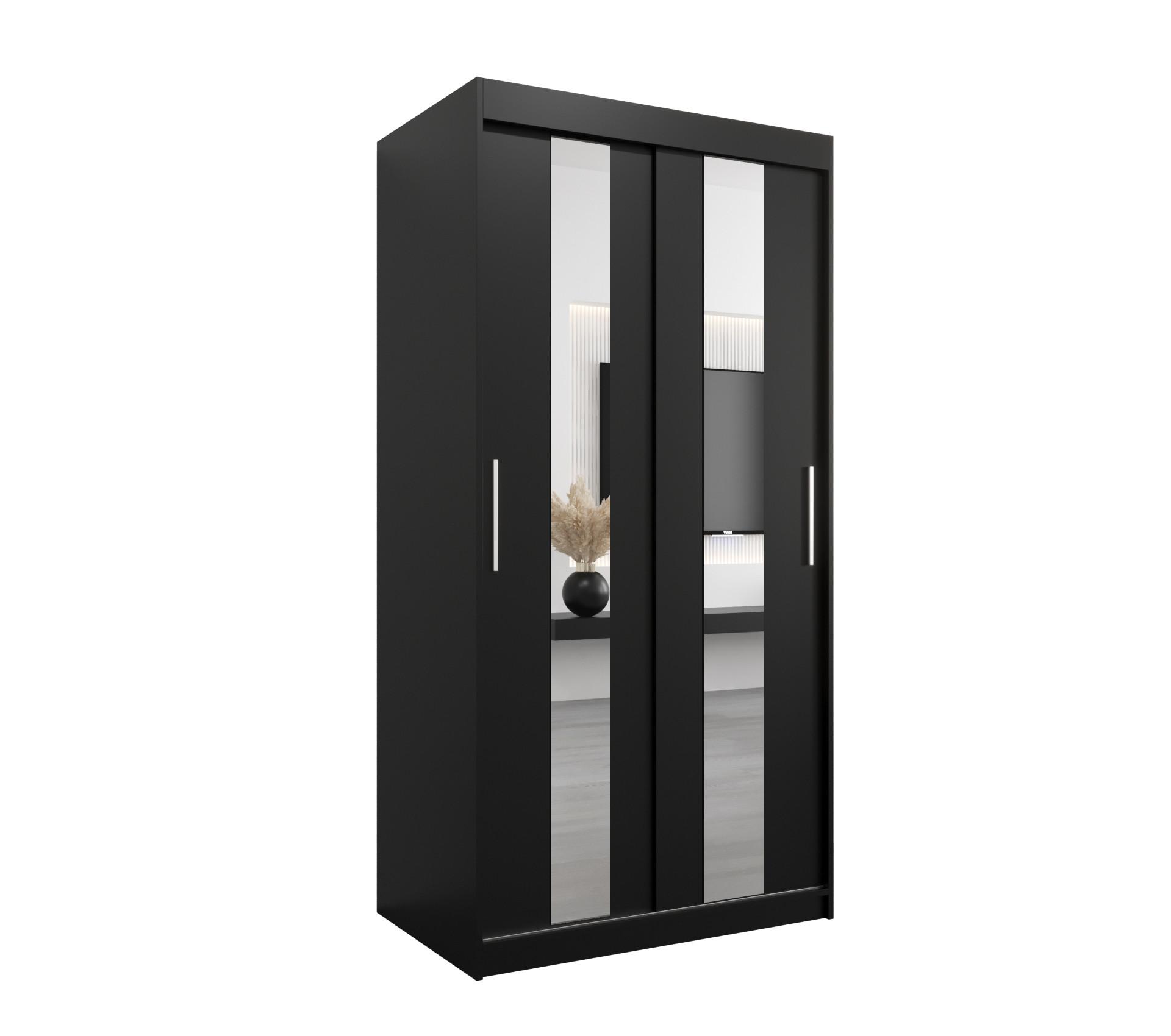 SCHWEBETÜRENSCHRANK 200/100/62 2-türig - Silberfarben/Schwarz, Holz/Kunststoff (100/200/62cm) - MÖBEL KRYSPOL