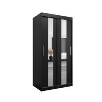 SCHWEBETÜRENSCHRANK 200/100/62 2-türig - Silberfarben/Schwarz, Holz/Kunststoff (100/200/62cm) - MÖBEL KRYSPOL