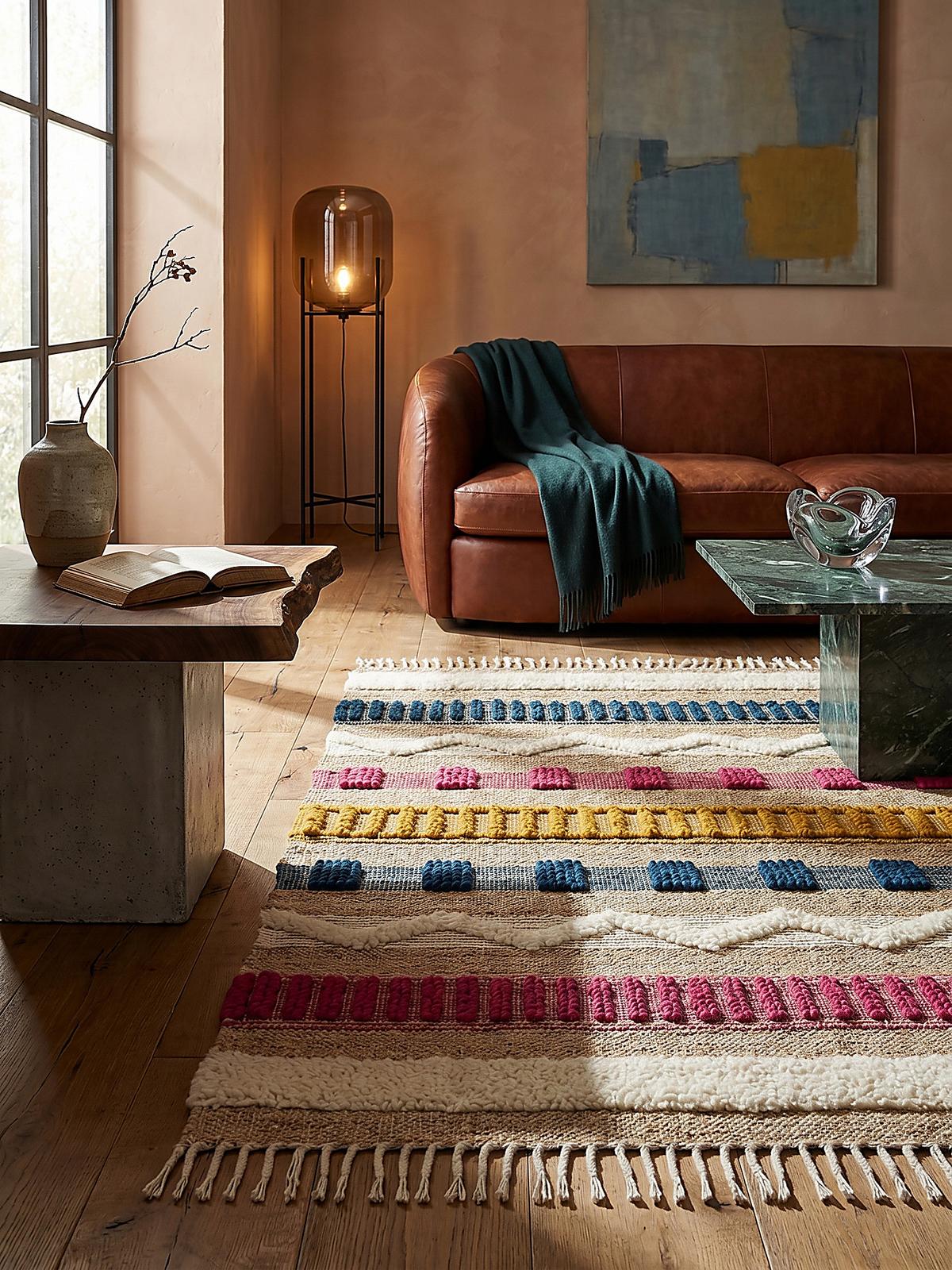 TEPPICH aus Jute handgewebt WHARFE in Bunt, geometrisch, 160 x 230 cm - Multicolor, Textil (230/160cm) - KADIMA DESIGN