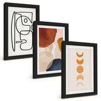 BILDER SET 3er Set - 20x30 cm Schwarzer Rahmen - Abstrakte Farbdekorationen - Schwarz, Kunststoff (20/30cm) - TULUP