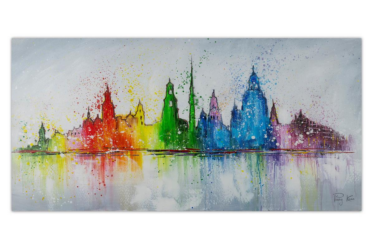 ACRYLBILD HANDGEMALT 120/60 cm - Multicolor/Grau, Holz/Textil (120/60cm) - KUNSTLOFT