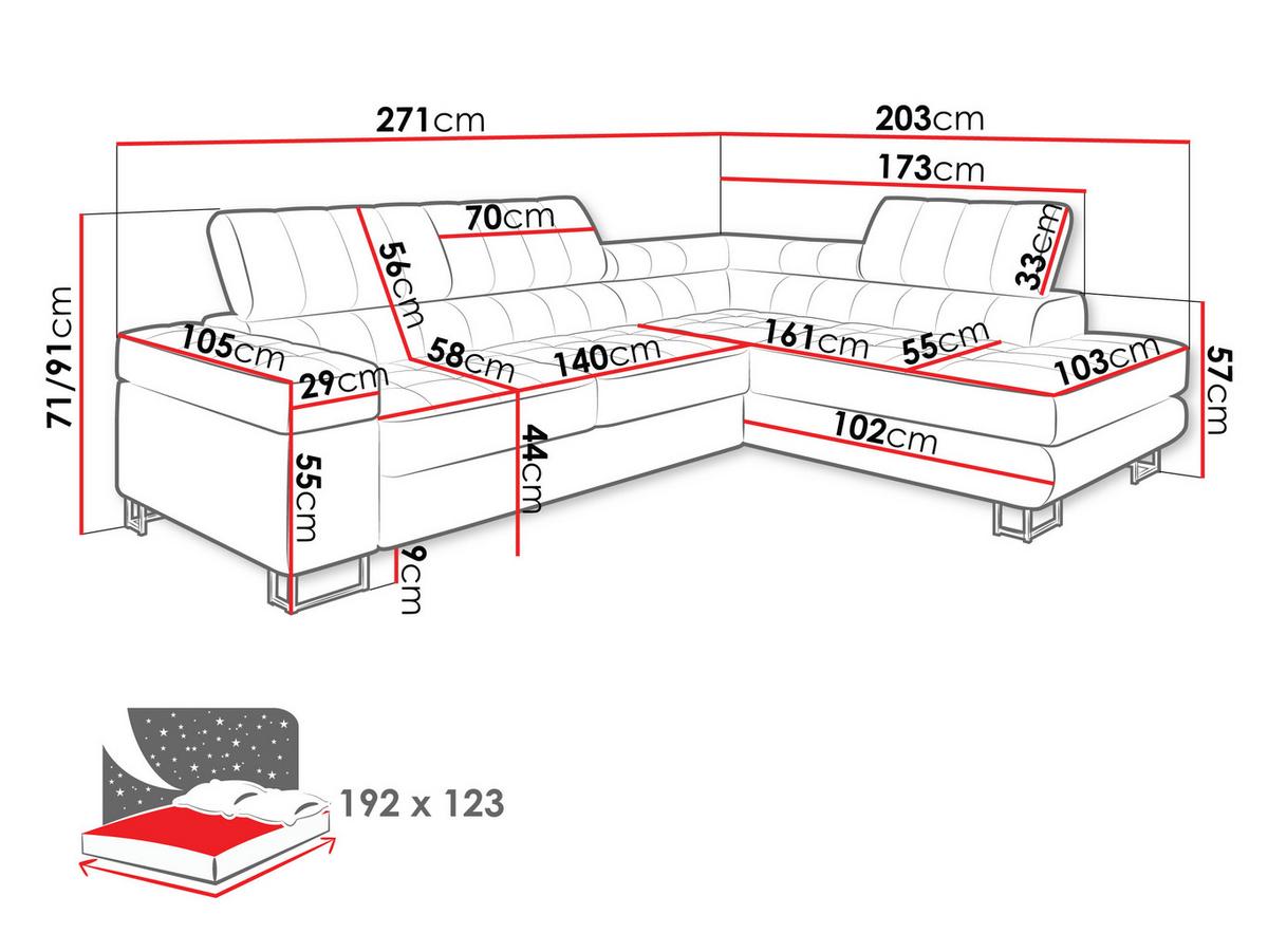 ECKSOFA Laris, Seite: Links - Schwarz/Bronzefarben, Holz/Textil (271/203cm) - MIRJAN24