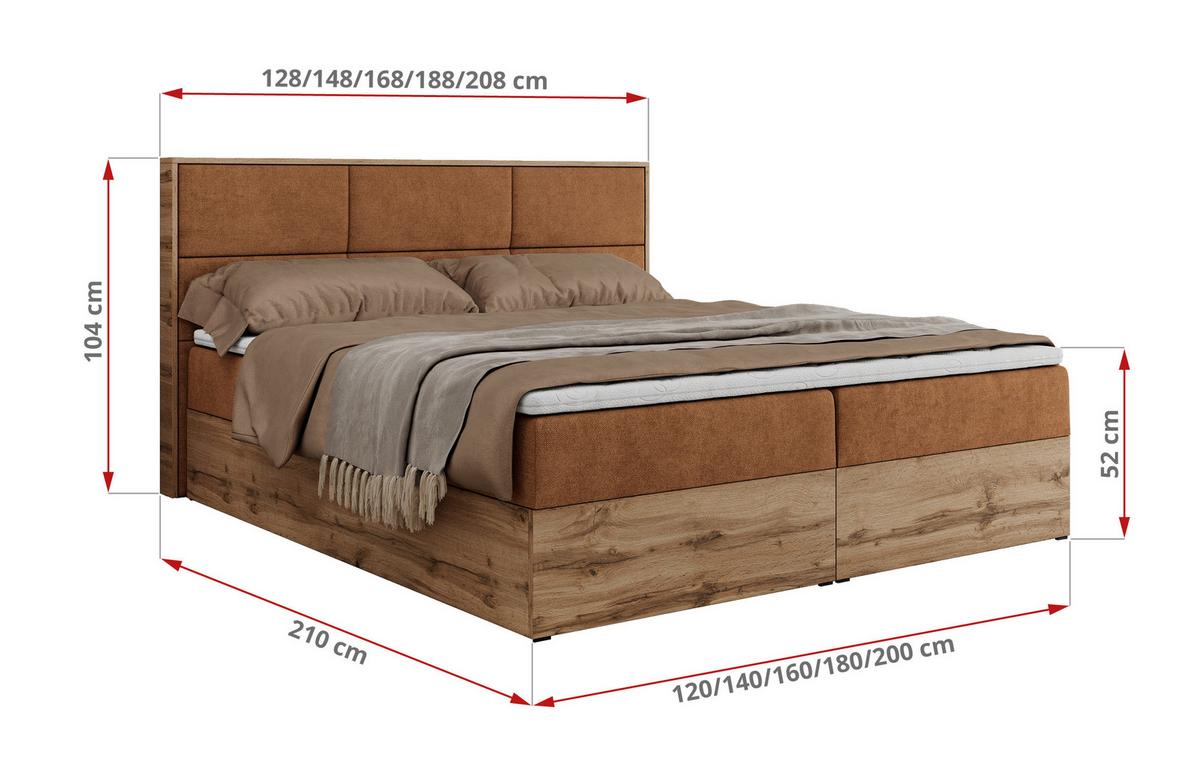 BOXBETT ALBERO 2 - 140/200 Orange Struktur - H3 - Orange, Holz/Textil (140/200cm) - MKS