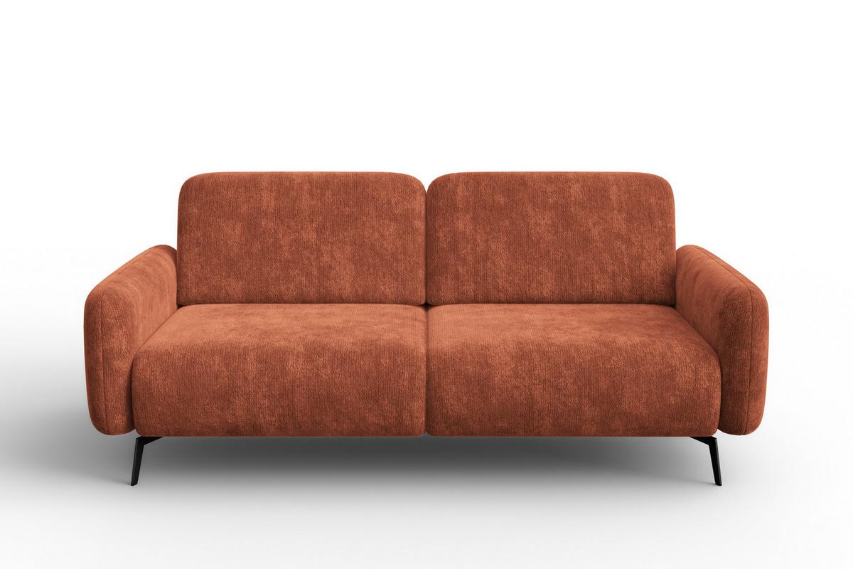 SOFA FEBE 3-Sitzer, rostroter Chenille-Stoff - Rostfarben/Schwarz, Holz/Textil (190/82/96cm) - Wozimo