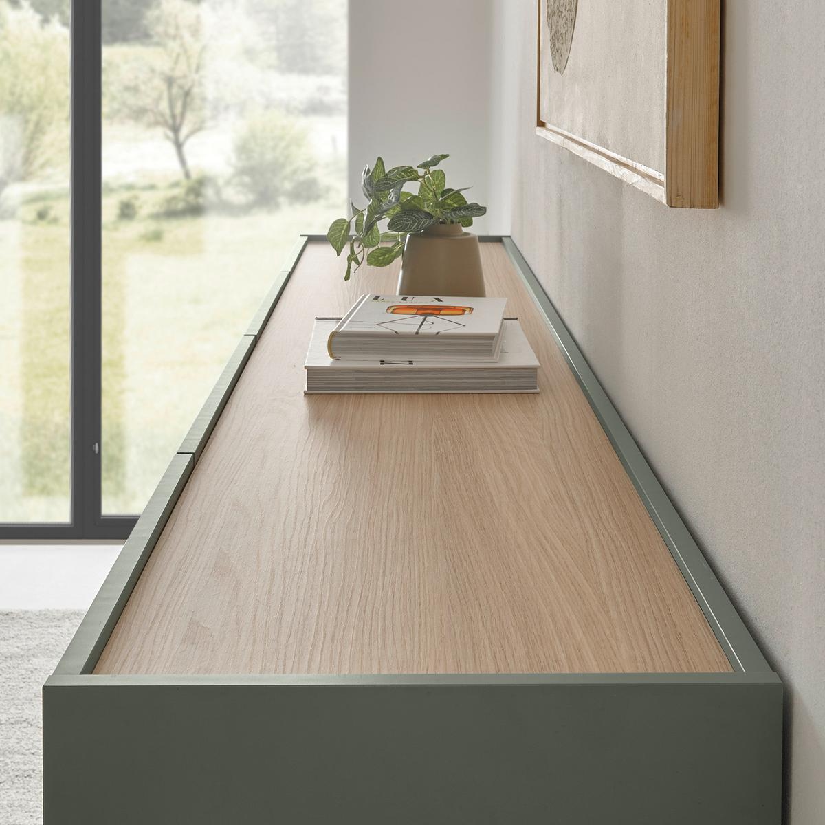TV-LOWBOARD in Salbei Grün und Eiche, großer TV Unterschrank mit viel Stauraum - Salbeigrün/Eichefarben, Holz/Holzwerkstoff (223/40/45cm) - Furn.Design