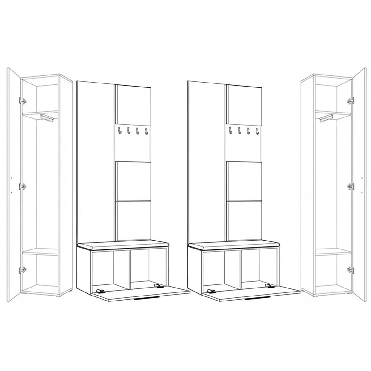 GARDEROBENSCHRANK MODULO 241,2/204/40 cm Modern Garderobe-Set Schwarz - Schwarz/Grau, Holzwerkstoff (241.2/204/40cm) - MASSENO