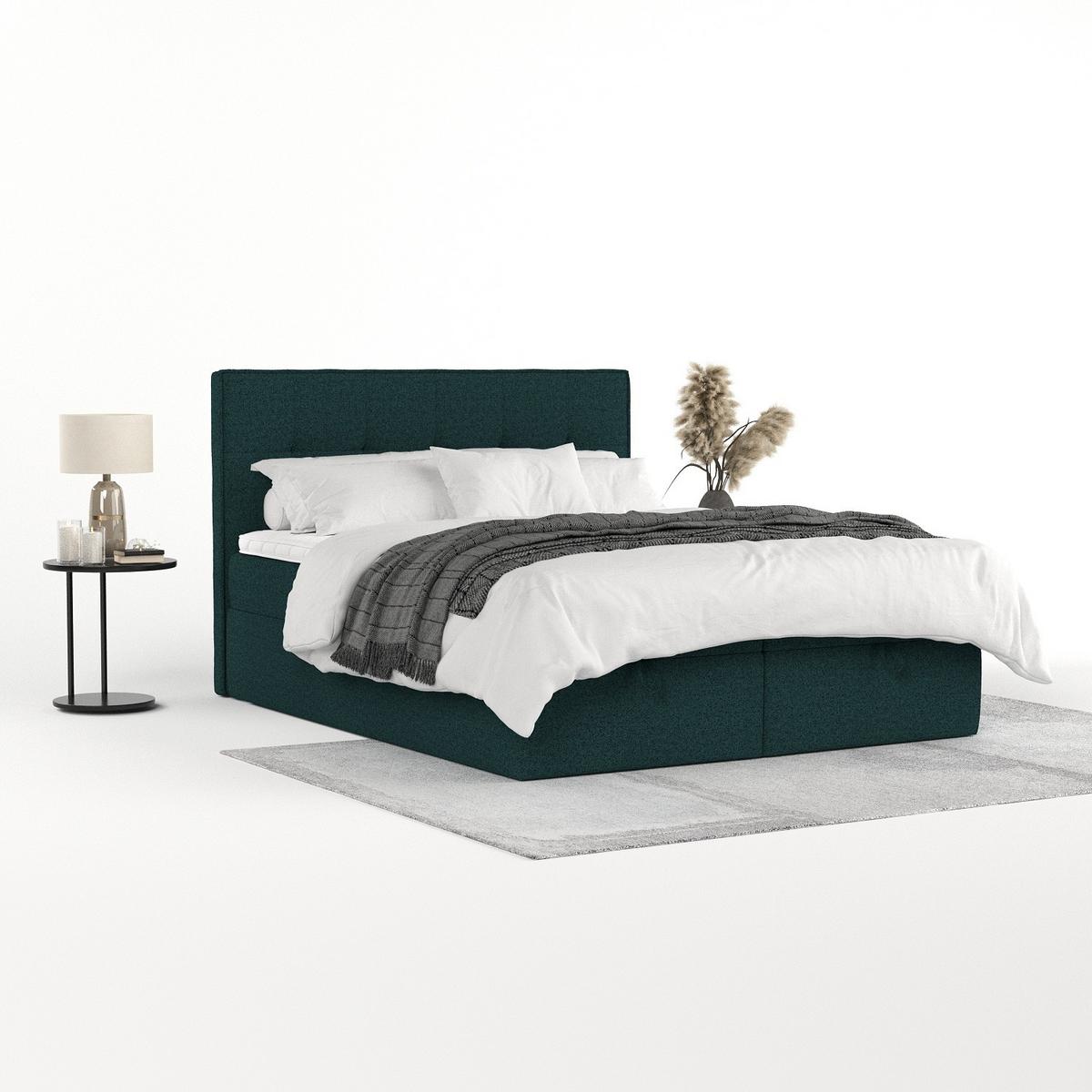 BOXBETT Tivra 140/200 cm Grün im Riva Stoff - Schwarz/Grün, Holz/Holzwerkstoff (140/200cm) - AltaBeds