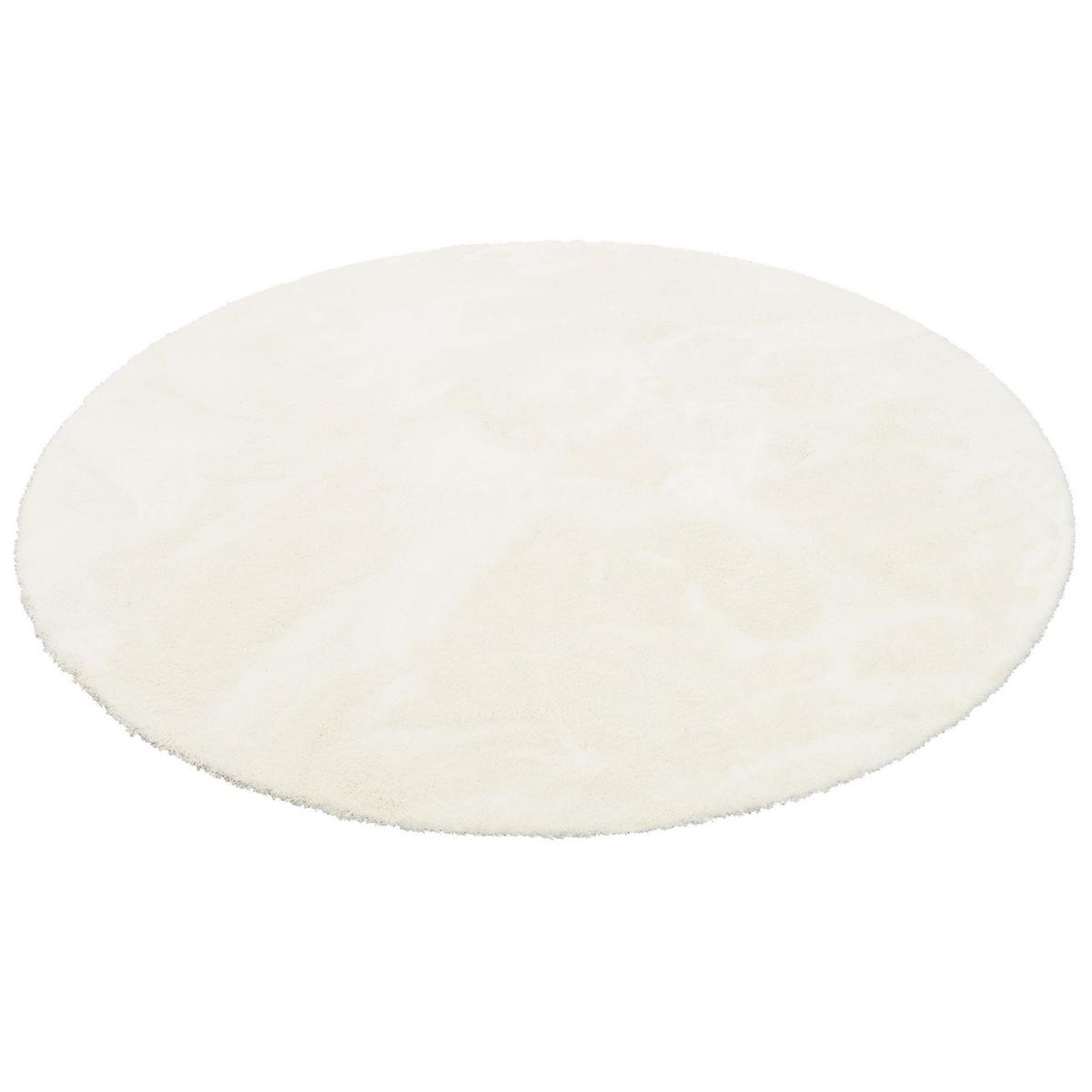 LUXUS HOCHFLOR SHAGGY TEPPICH VELVET RUND - Weiß, Textil (100/100cm) - Snapstyle
