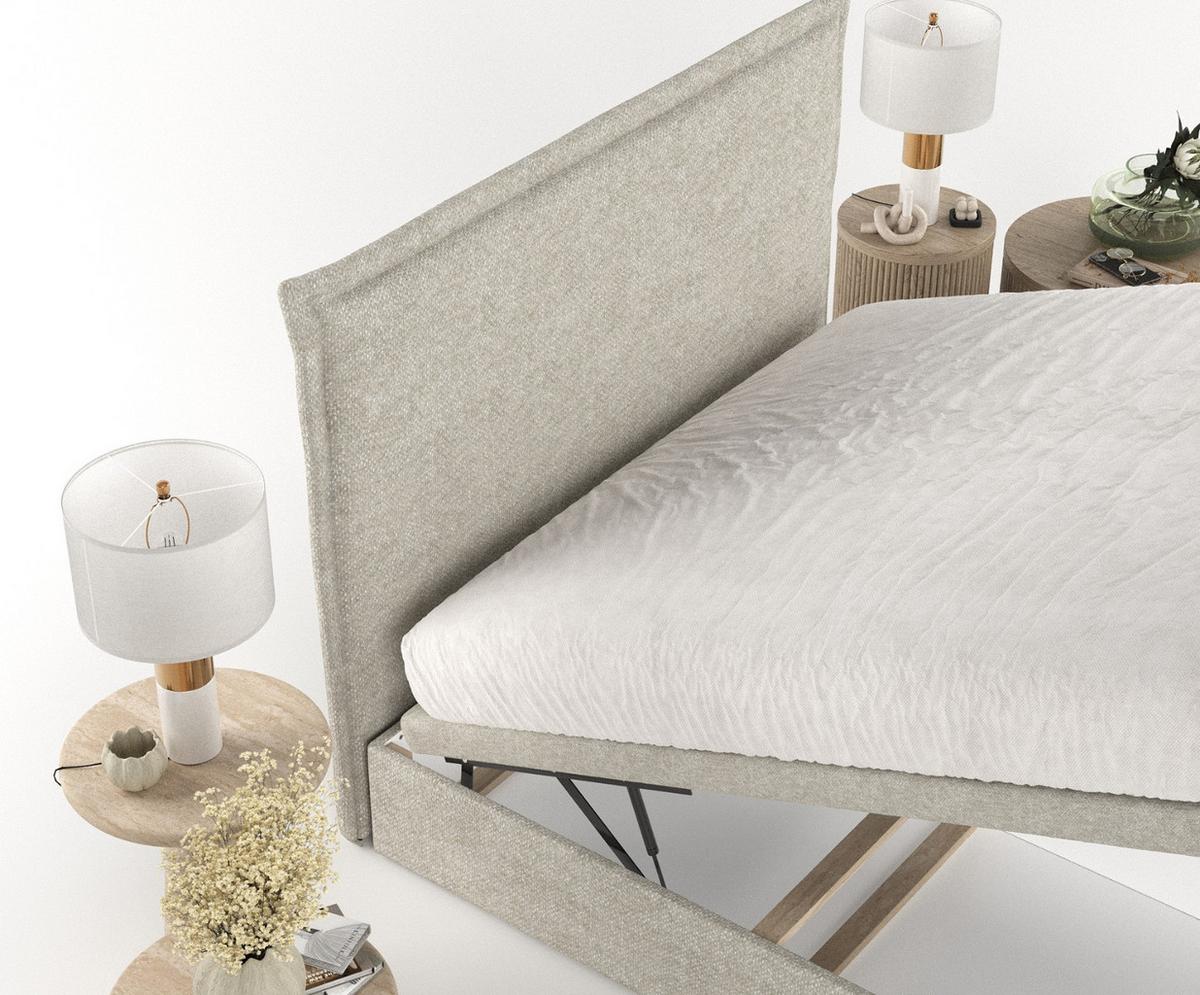 POLSTERBETT Eliot mit Stauraum 140/200 cm Beige im Alta Stoff - Beige/Schwarz, Holz/Holzwerkstoff (140/200cm) - AltaBeds