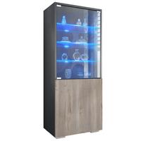 VITRINE Granada Eiche Nordic - Silbereichenfarben, Holzwerkstoff (50/122.5/34.5cm) - Vladon