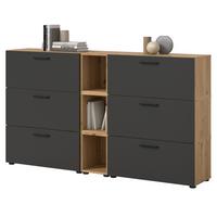 SIDEBOARD grau, Eiche Artisan 176 cm, Kommode mit Soft-Close - Schwarz/Eiche Artisan, Holzwerkstoff/Kunststoff (176/99/34cm) - Inn.Furn
