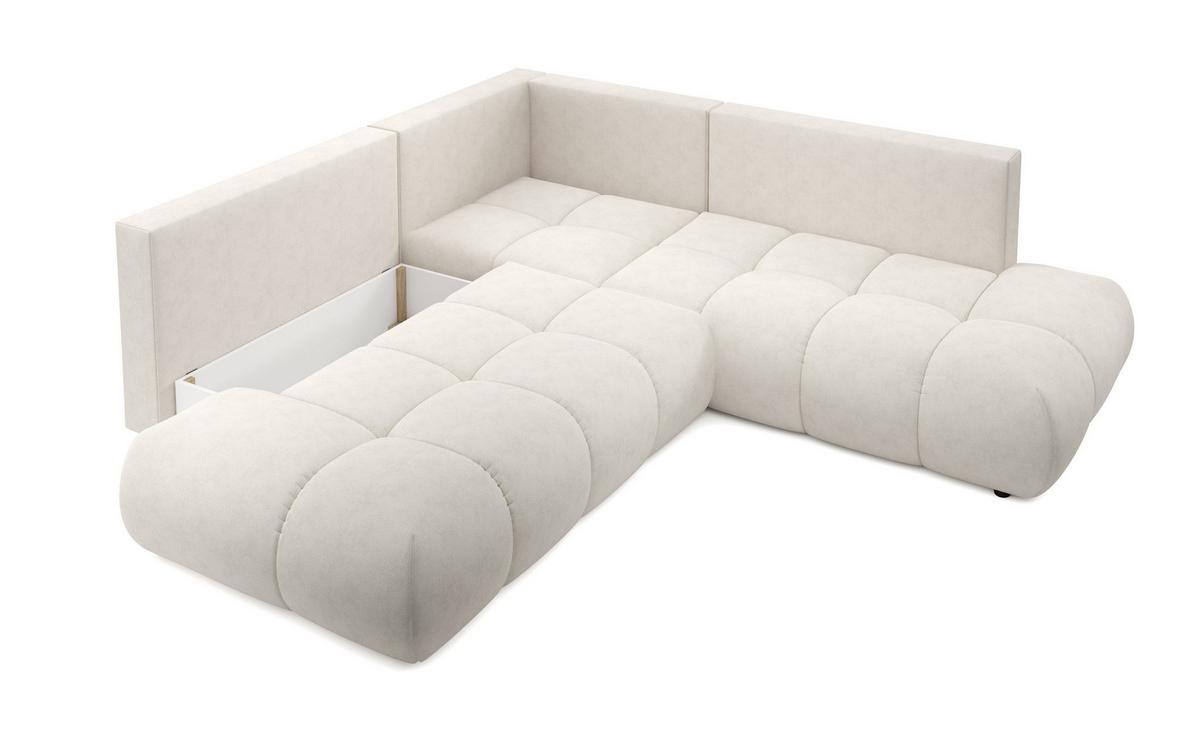 ECKSOFA DUCA II R-S Grau Chenille mit Schlaffunktion - Creme, Holz (266.5/266.5cm) - MASSENO