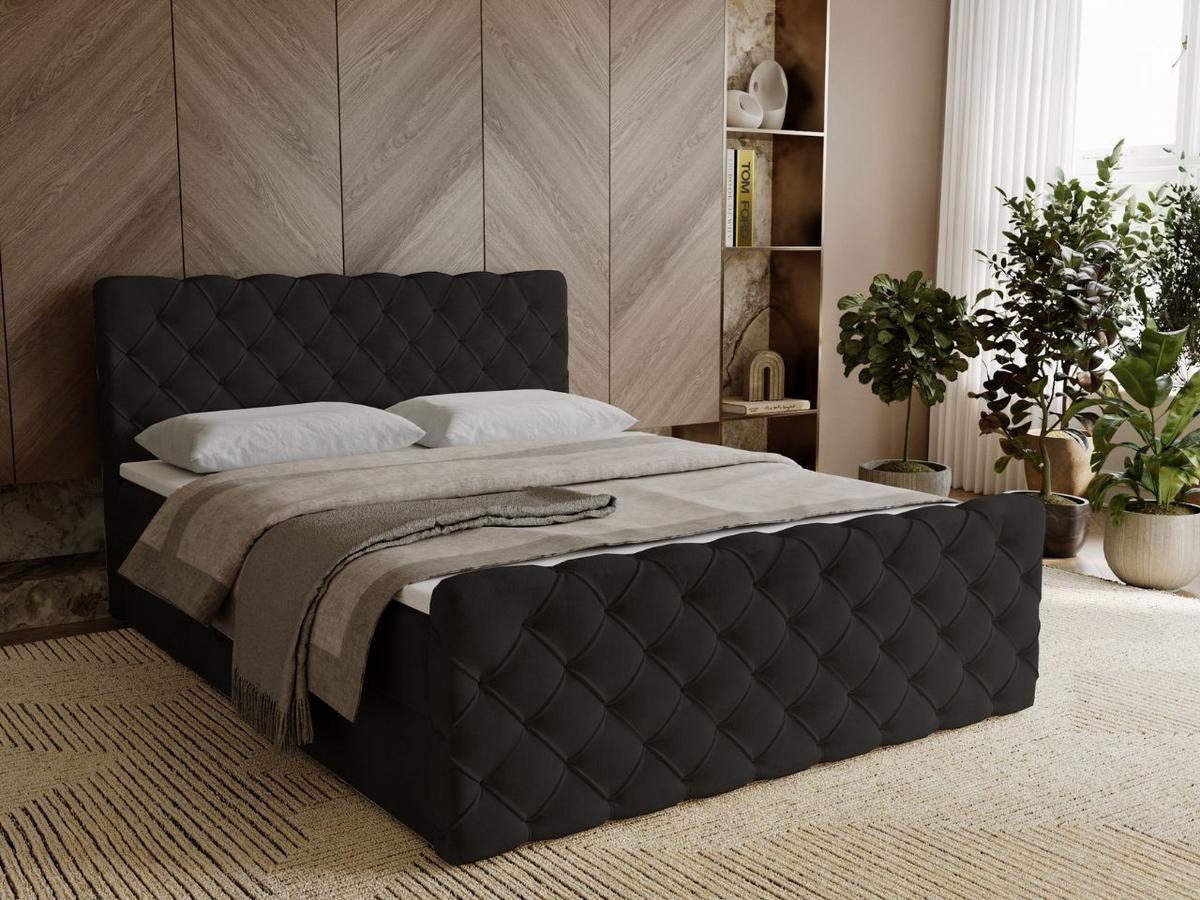BOXBETT Lunaris 160x200 Schwarz - Schwarz, Holz/Textil (160/200cm) - Graingold