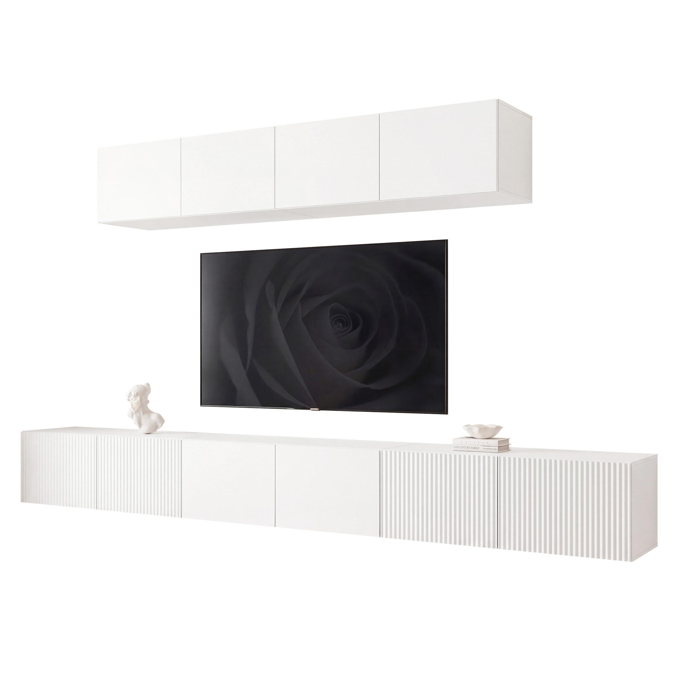 TV-LOWBOARD ANGEL VII mit LED-Beleuchtung, 300 cm Weiß matt - Weiß, Holzwerkstoff (300/72/40cm) - Idohome