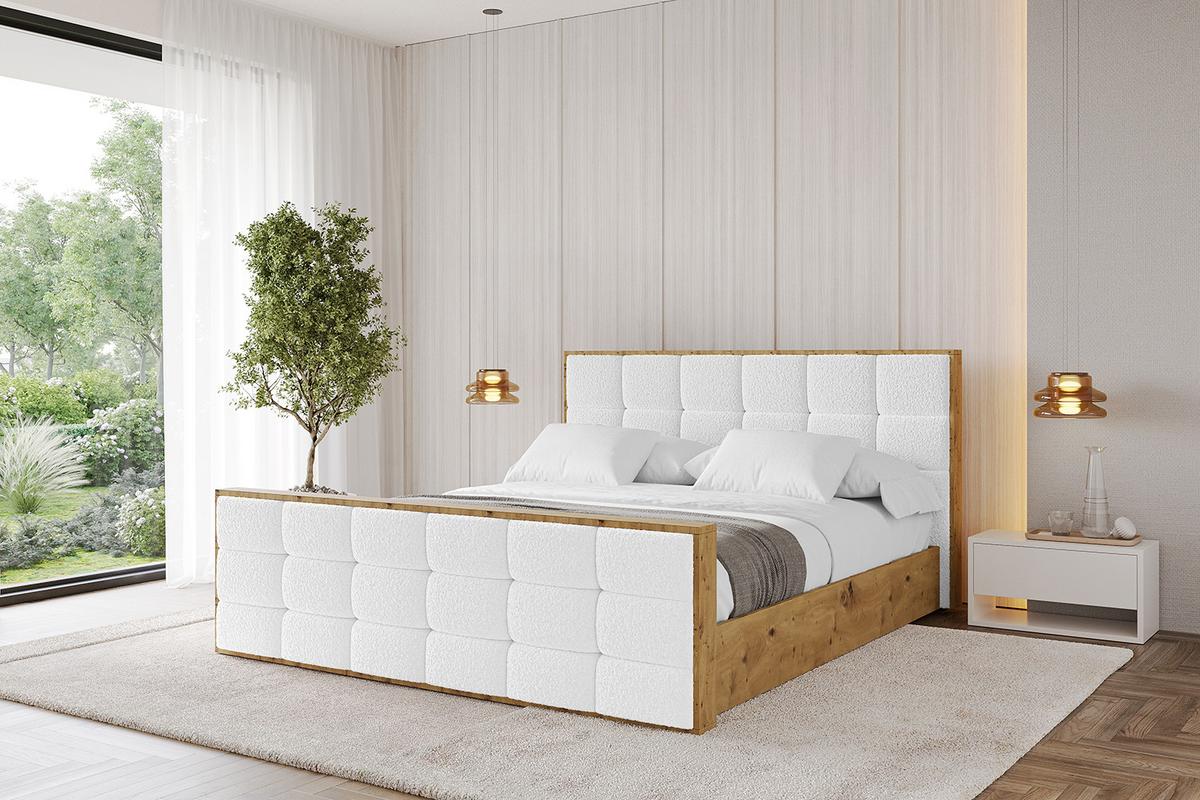 POLSTERBETT mit Bettkasten, Fußteil und Lattenrost, Boxbett ohne Matratze - ENZO2-Z 180x200 Weiß - Weiß, Holzwerkstoff/Textil (180/200cm) - ALTDECOR