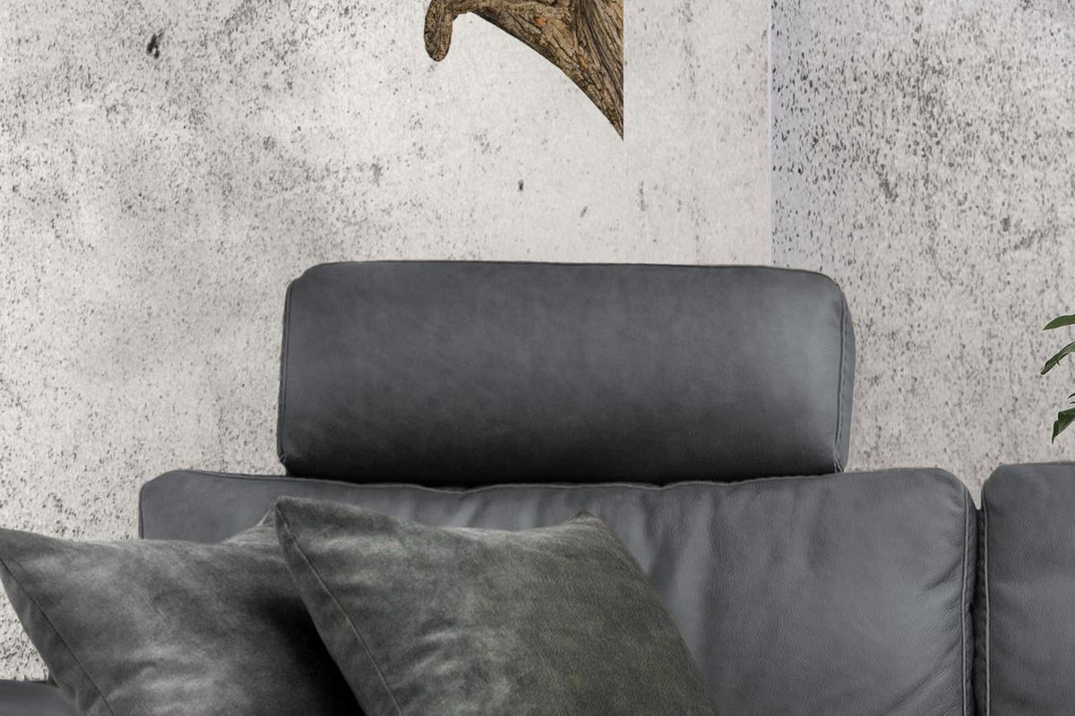 ECKSOFA XL MOTORISCHER RELAXFUNKTION LOLA Grau Leder Relaxfunktion - Schwarz/Grau, Leder (304/178cm) - KAWOLA