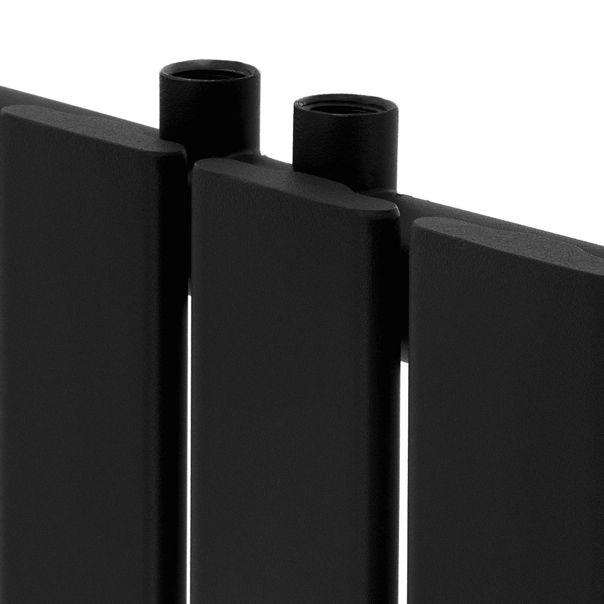 BADHEIZKÖRPER Stella 480x1600 mm Schwarz mit Ventil Eckform - Schwarz, Metall (48/160/5cm) - LuxeBath