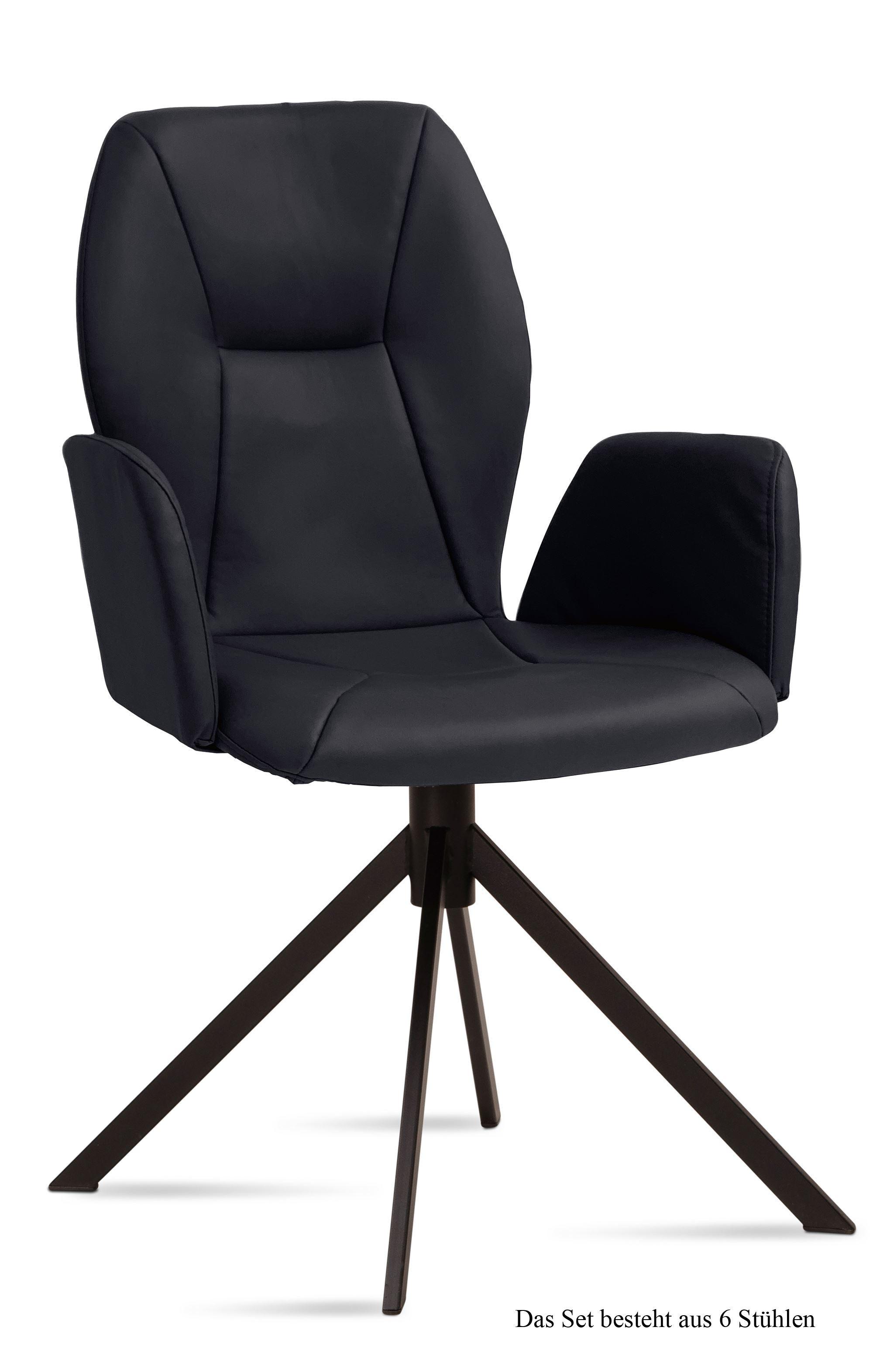 ARMLEHNSTUHL (6er-Set) Davita 58x92x60 Schwarz/Anthrazit - Anthrazit/Schwarz, Kunststoff (60/92/58cm) - 58aufmkessel