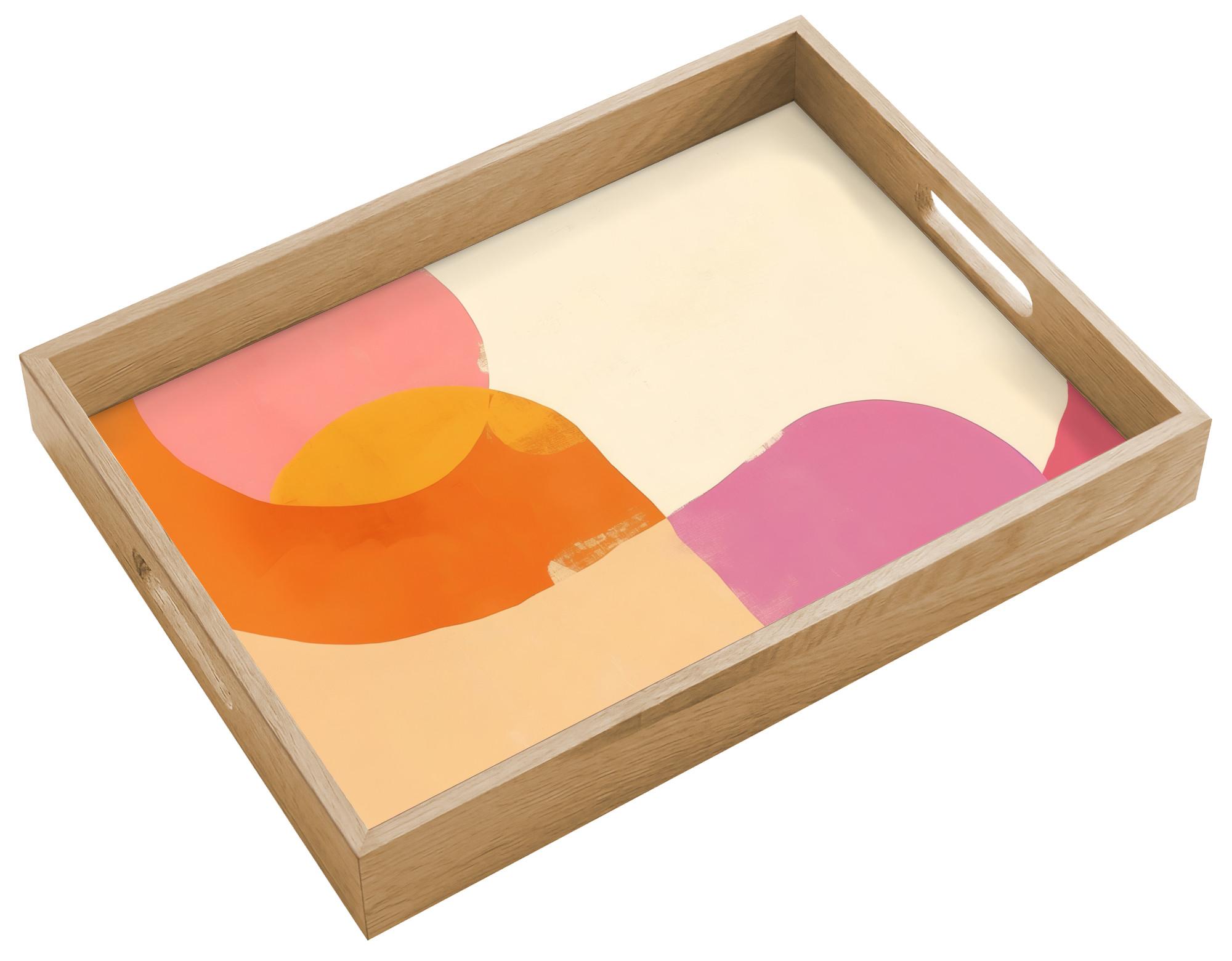 TABLETT Formen - Abstrakt - Farbenfroh 40x30 cm - Orange, Holz (40/5/5cm) - OnlyWow