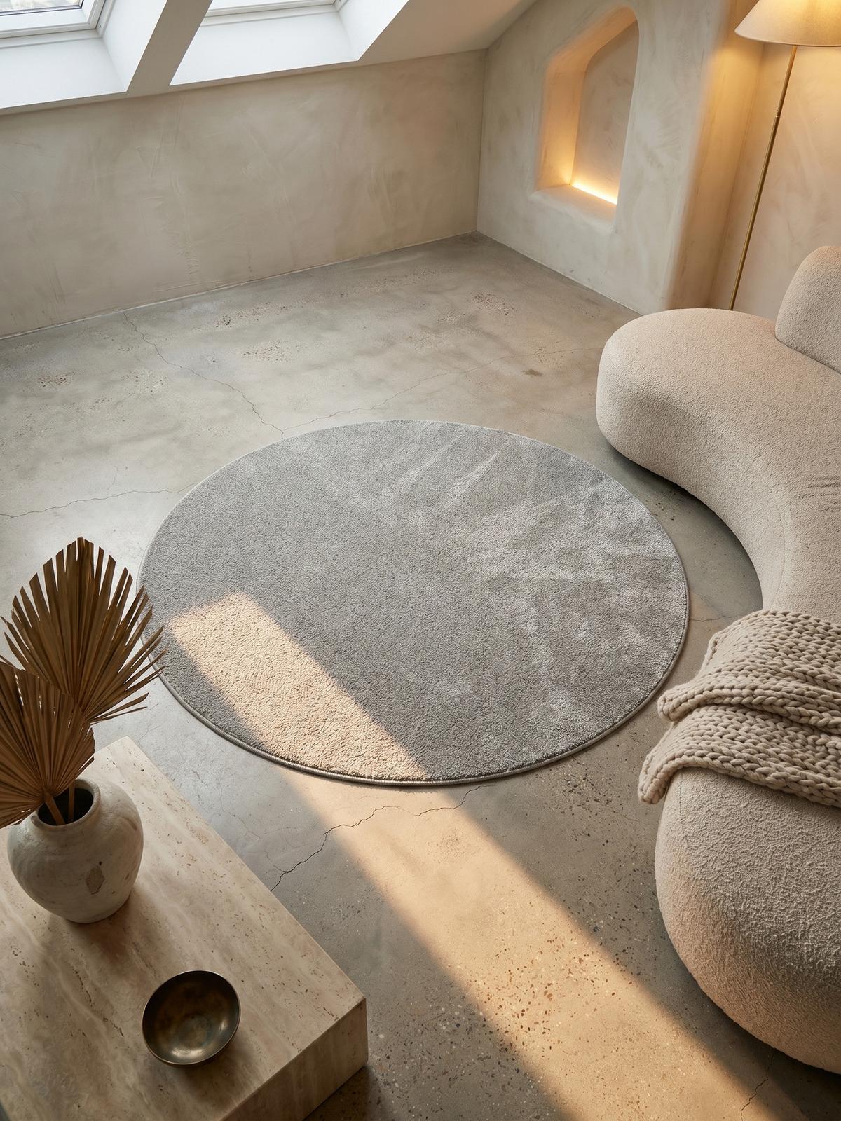 TEPPICH Kurzflor MAIN in Creme, einfarbig, Ø 160 cm - Beige, Textil (160/160cm) - KADIMA DESIGN
