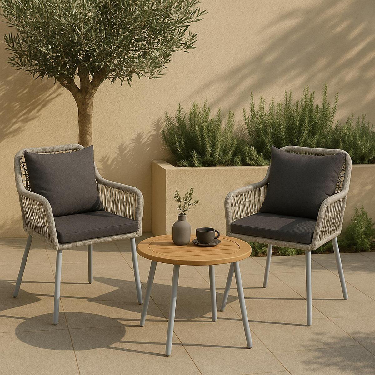 GARTENSTUHL Grau, Granit - Anthrazit/Grau, Textil (54/81/62cm) - MCW