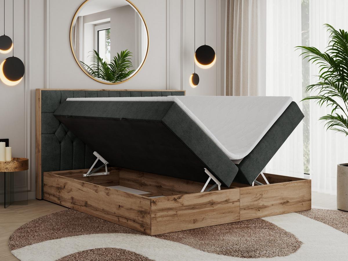 BOXBETT AMORE 200/200 Dunkelgrau Struktur - H3 - Dunkelgrau, Holz/Textil (200/200cm) - MKS